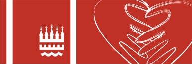 Sundhedsstabens bomærke illustrerer to hænder og kommunens logo
